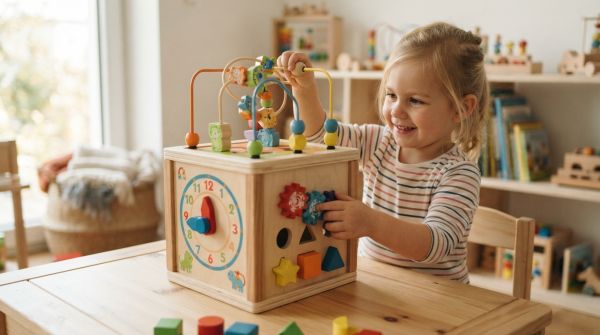 Découverte ludique et éducative : le cube d'activité en bois